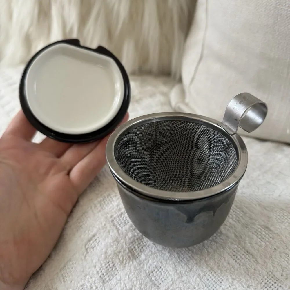 Teavana Japanese Tea Cup Set of 2 Bronze Oil Slick Metallic Ibushi Smoky Japan